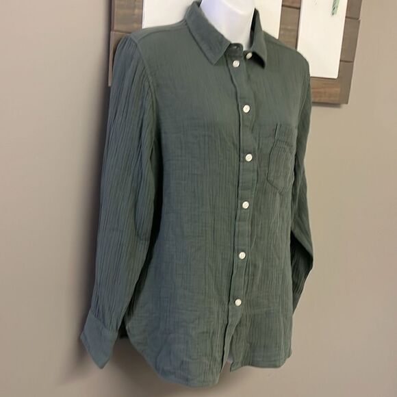 J. Crew Women’s Green Long Sleeve Super Soft Cotton Button Down Shirt- Size 6 - Picture 3 of 14